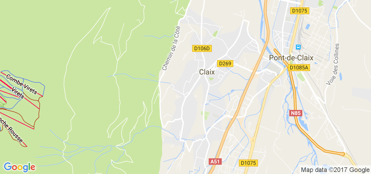 map de la ville de Claix