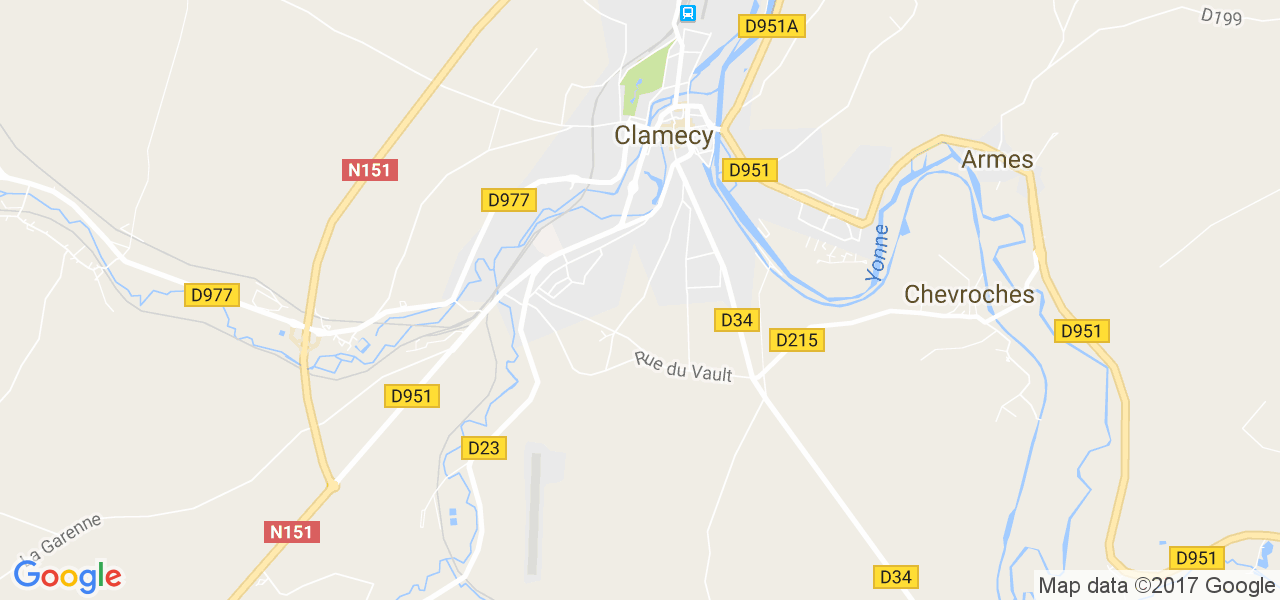 map de la ville de Clamecy