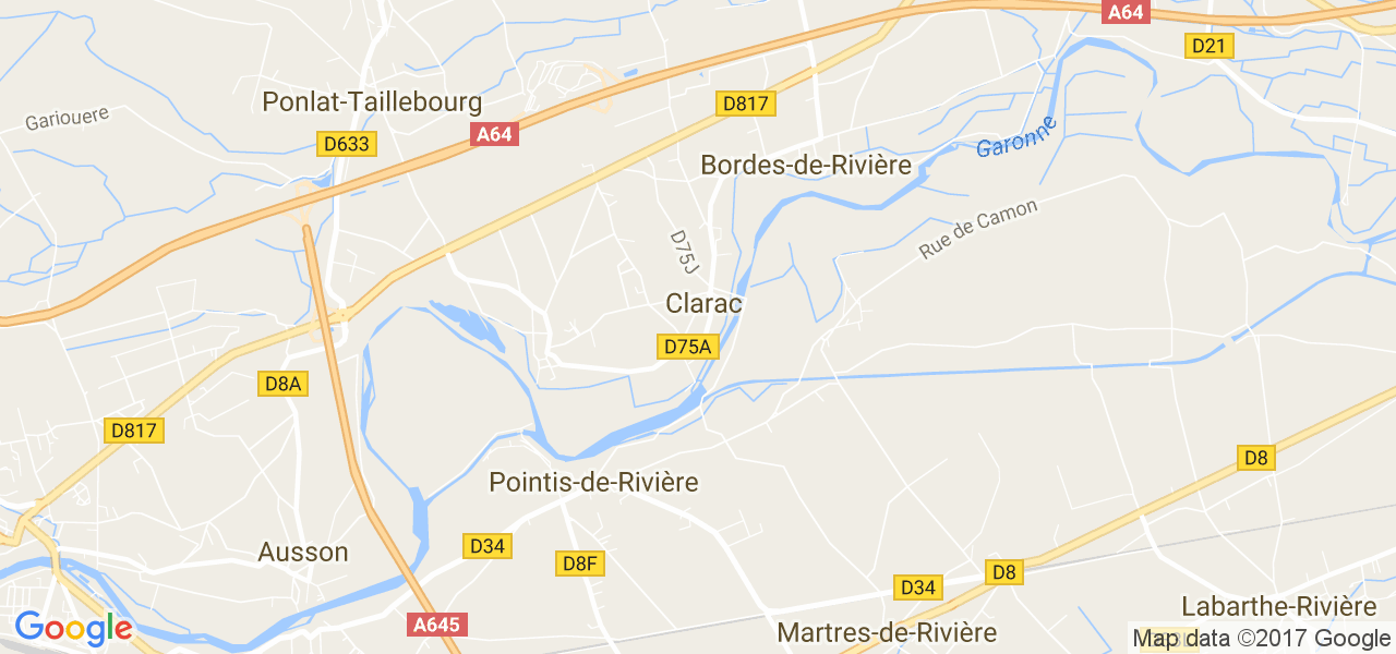 map de la ville de Clarac