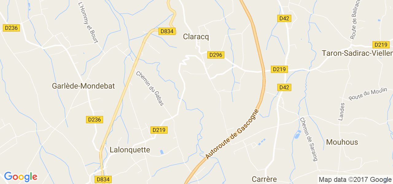 map de la ville de Claracq