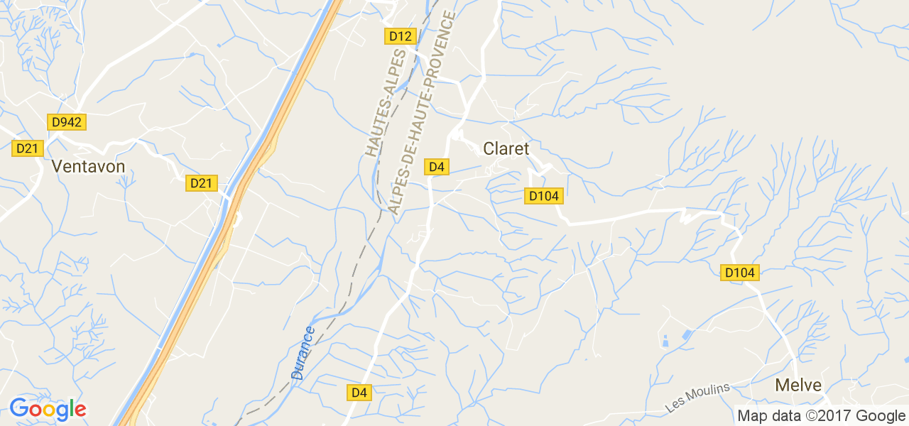 map de la ville de Claret