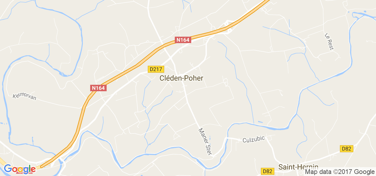 map de la ville de Cléden-Poher