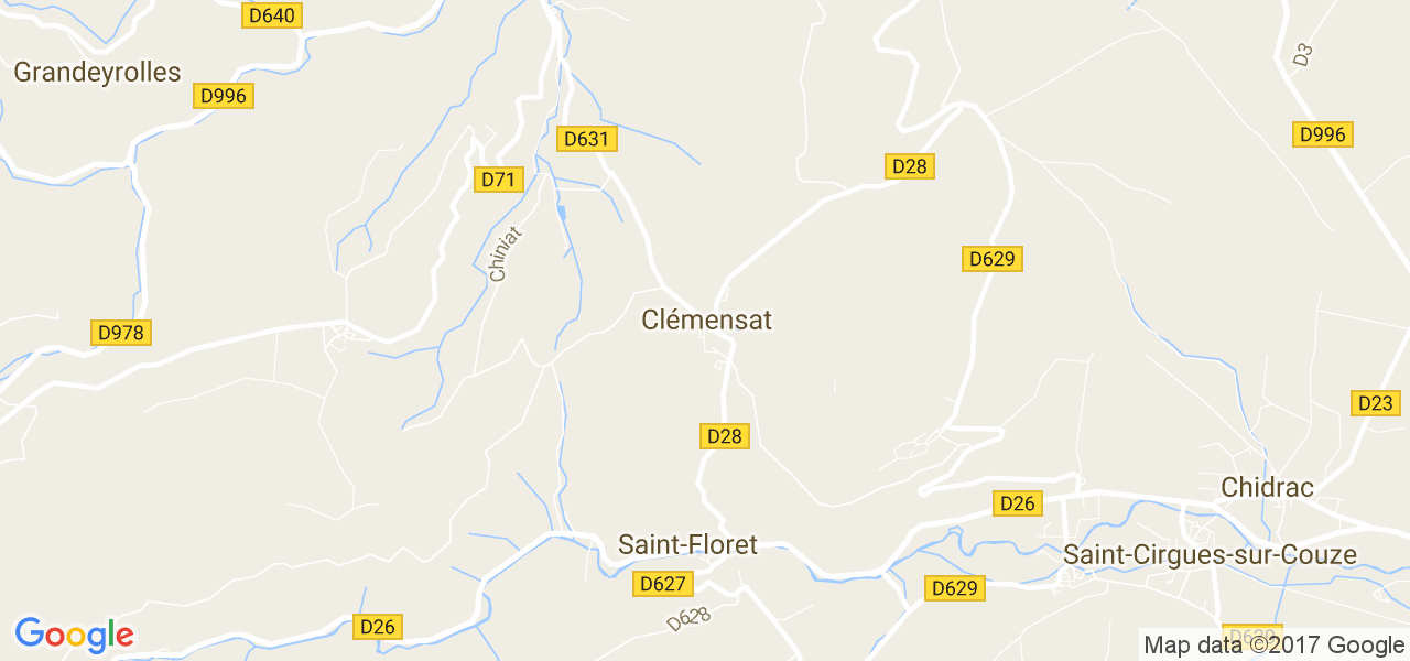 map de la ville de Clémensat