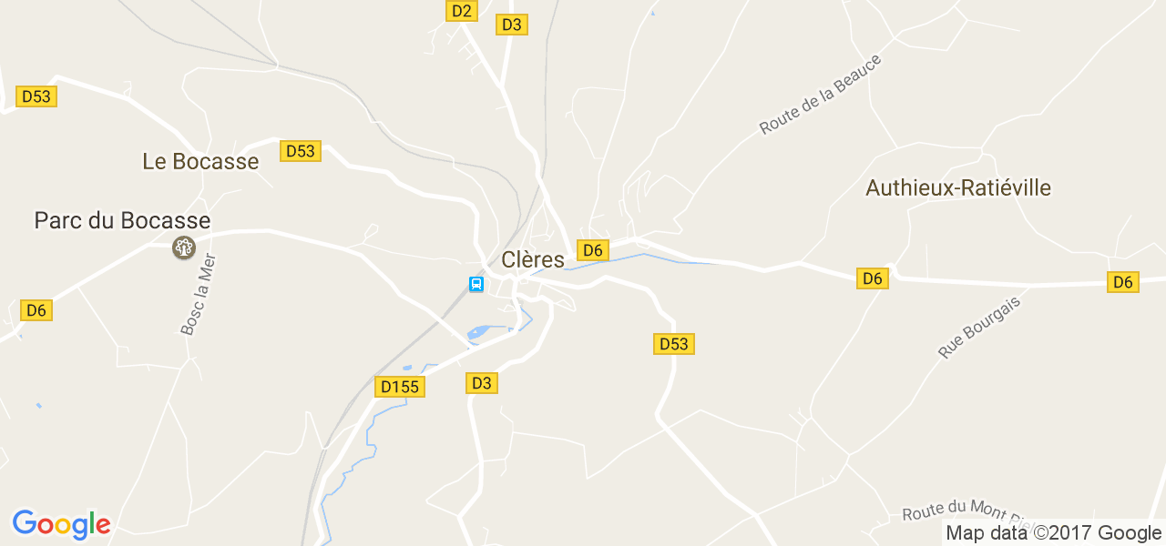 map de la ville de Clères