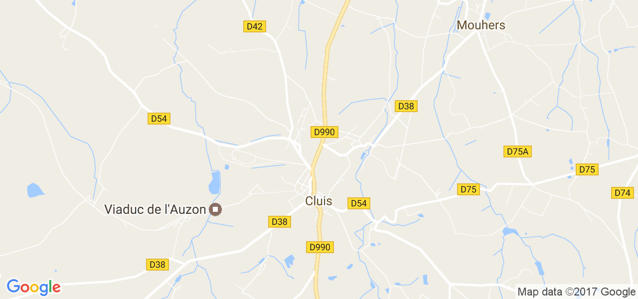 map de la ville de Cluis