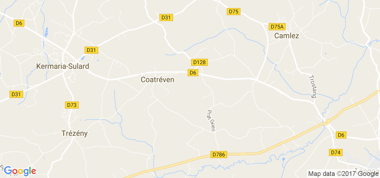 map de la ville de Coatréven