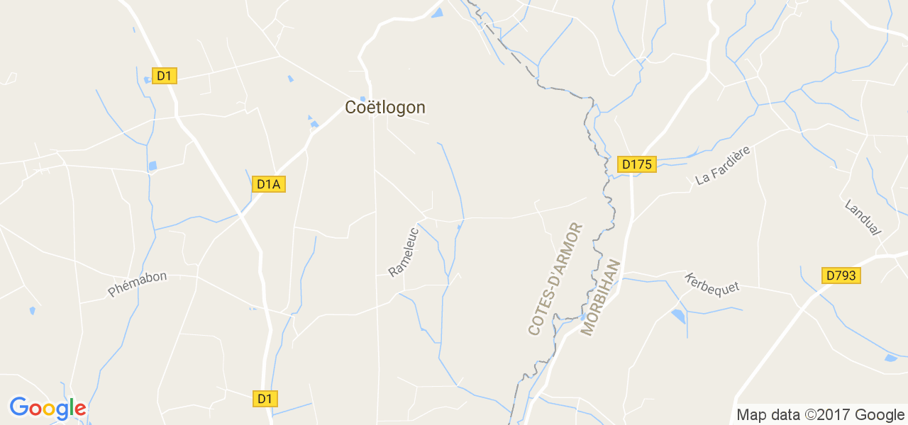 map de la ville de Coëtlogon