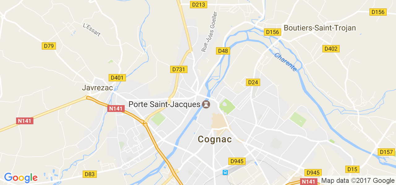 map de la ville de Cognac