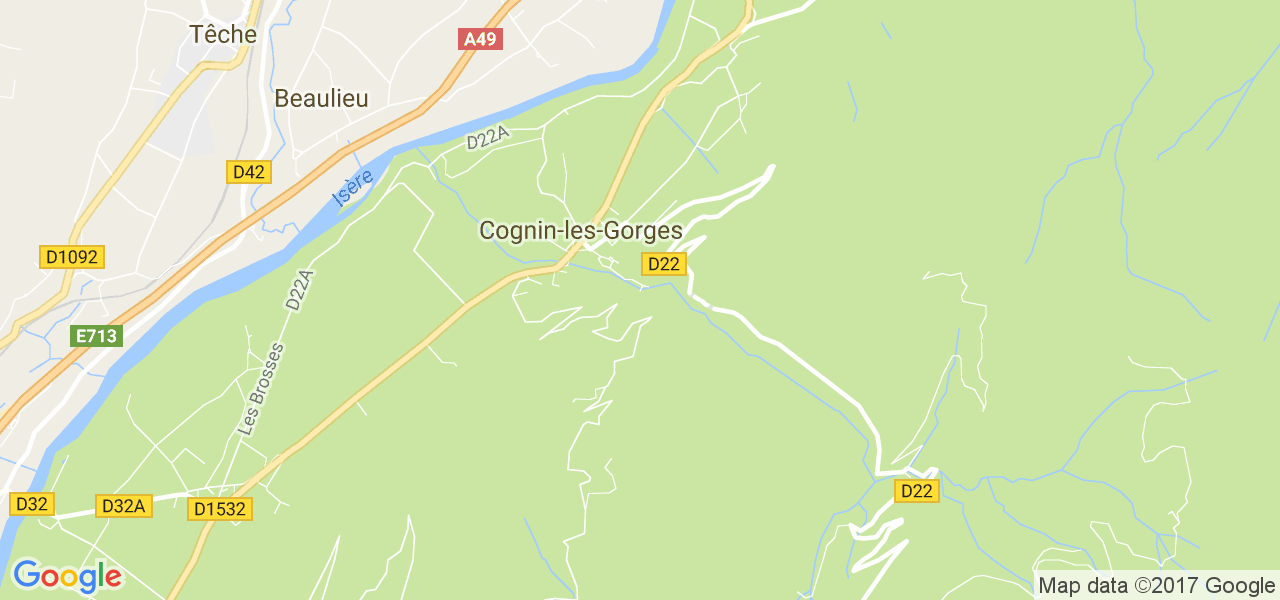 map de la ville de Cognin-les-Gorges