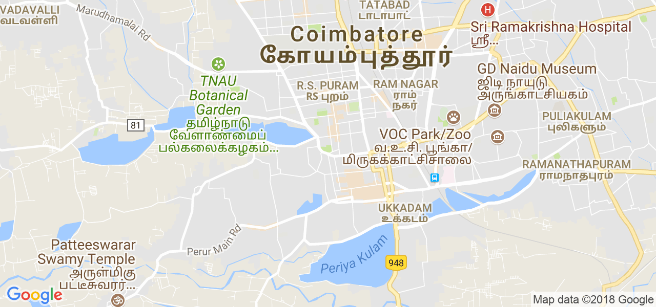 map of the city of Coimbatore