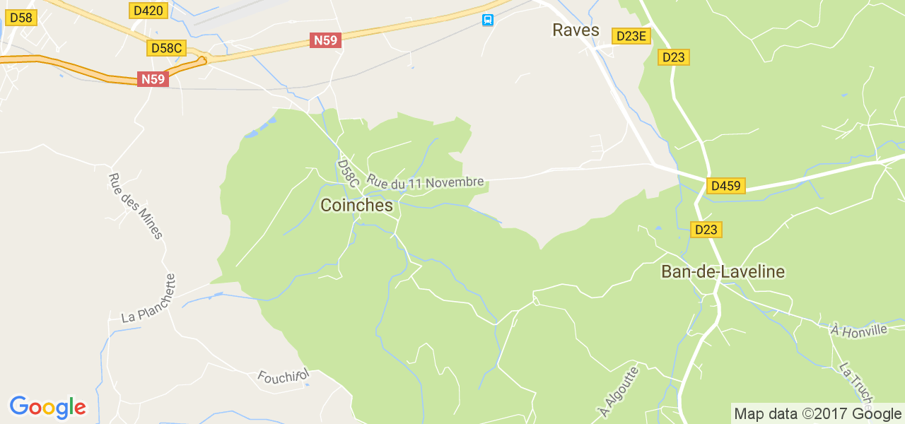 map de la ville de Coinches