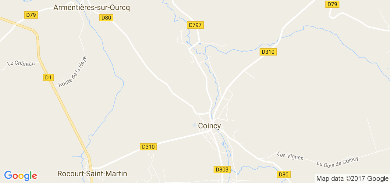 map de la ville de Coincy