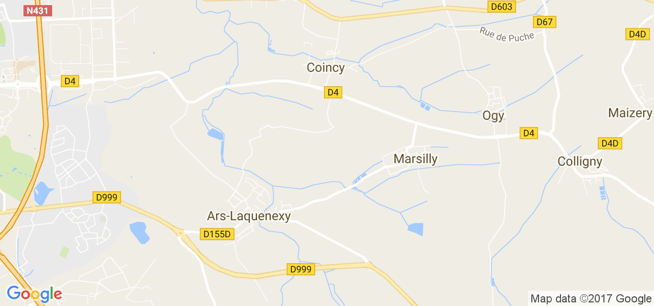 map de la ville de Coincy