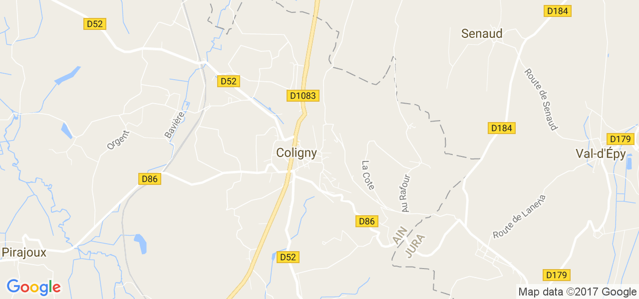 map de la ville de Coligny
