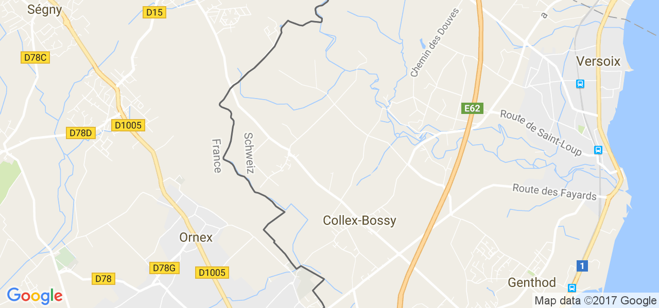 map de la ville de Collex-Bossy