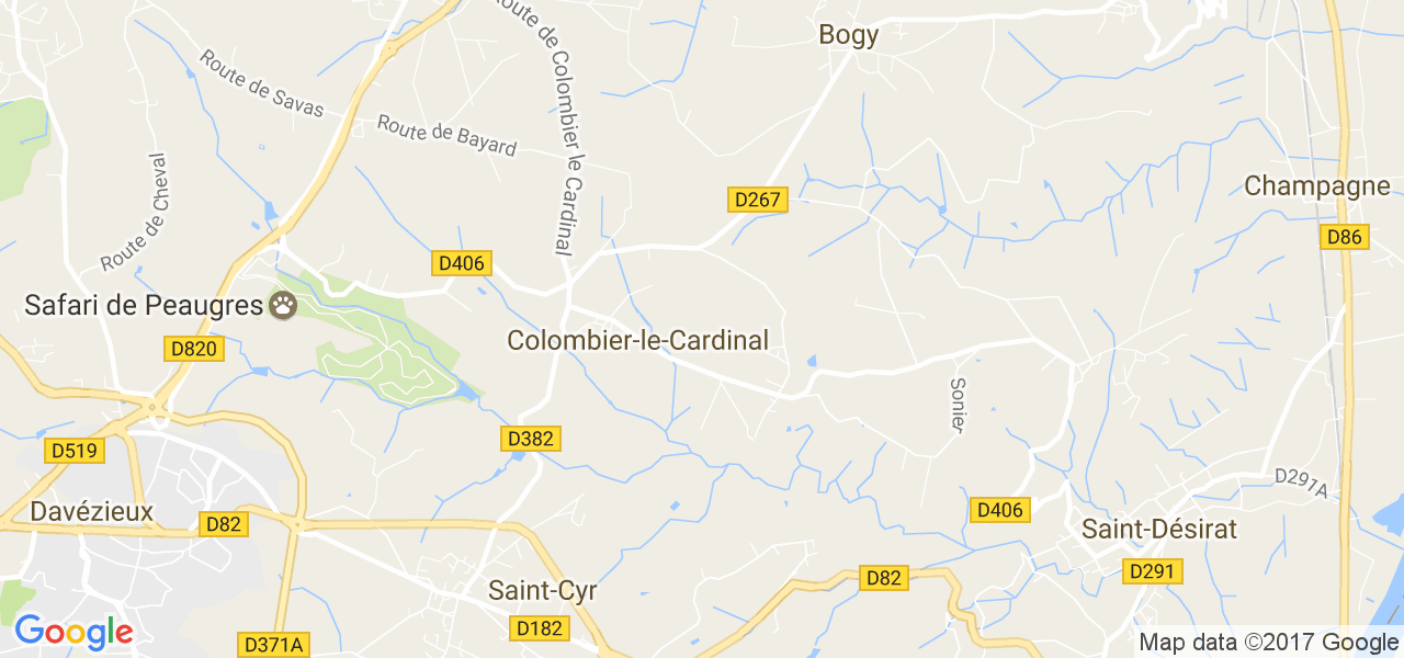 map de la ville de Colombier-le-Cardinal