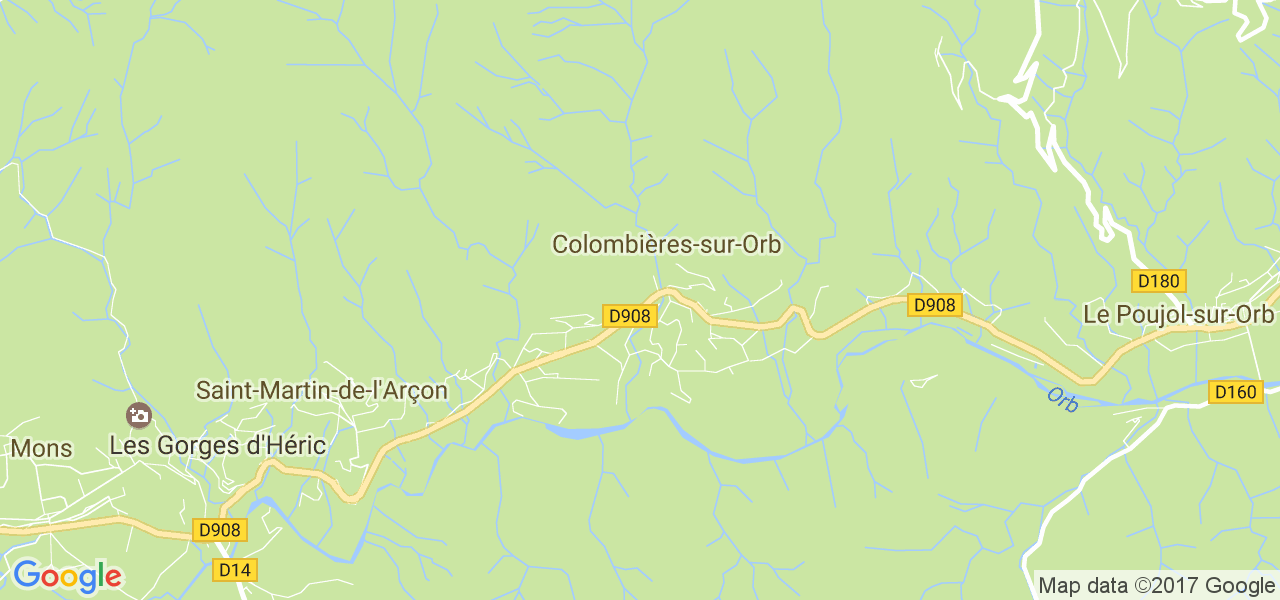 map de la ville de Colombières-sur-Orb