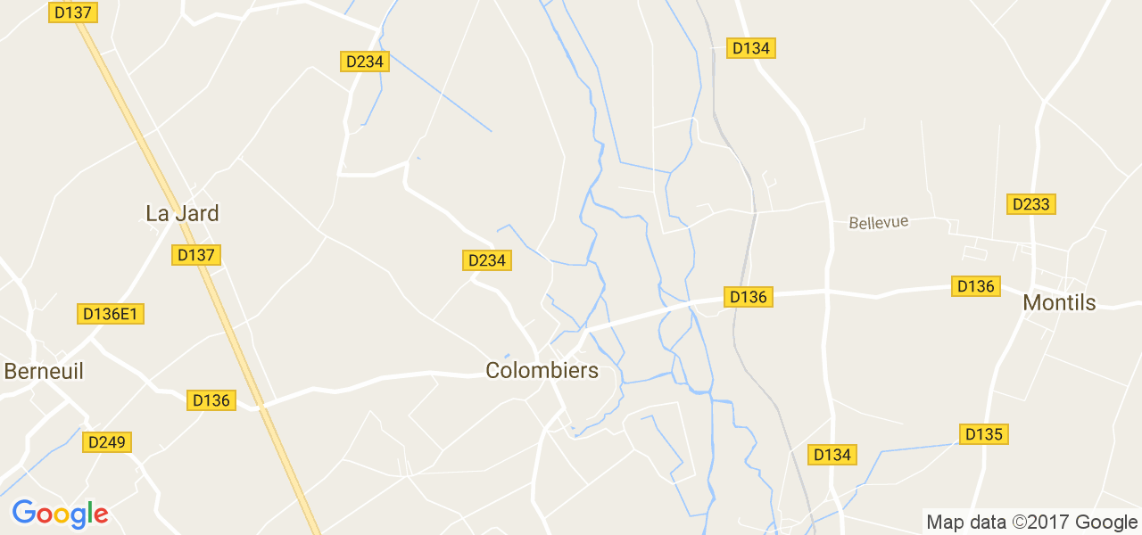 map de la ville de Colombiers