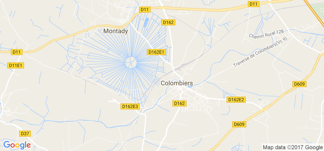 map de la ville de Colombiers