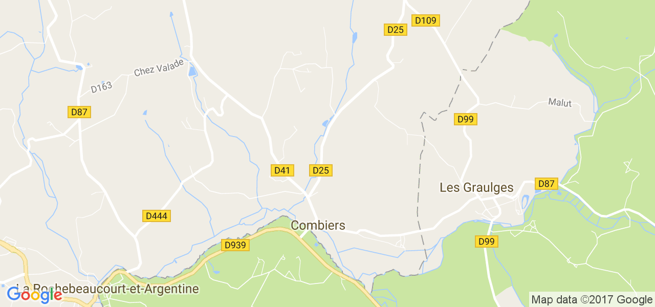 map de la ville de Combiers