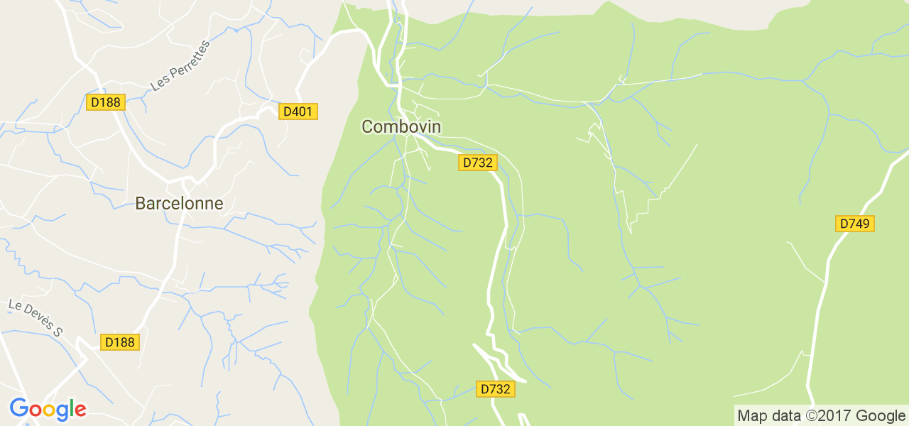 map de la ville de Combovin