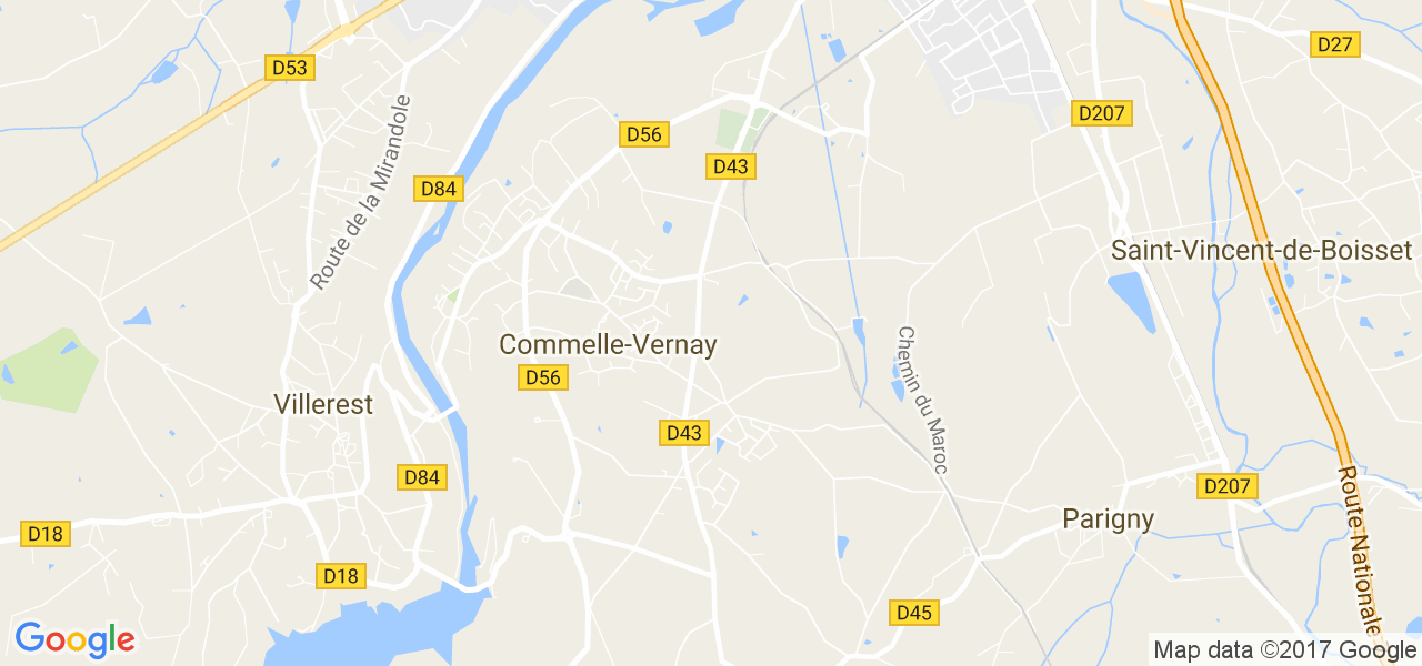 map de la ville de Commelle-Vernay