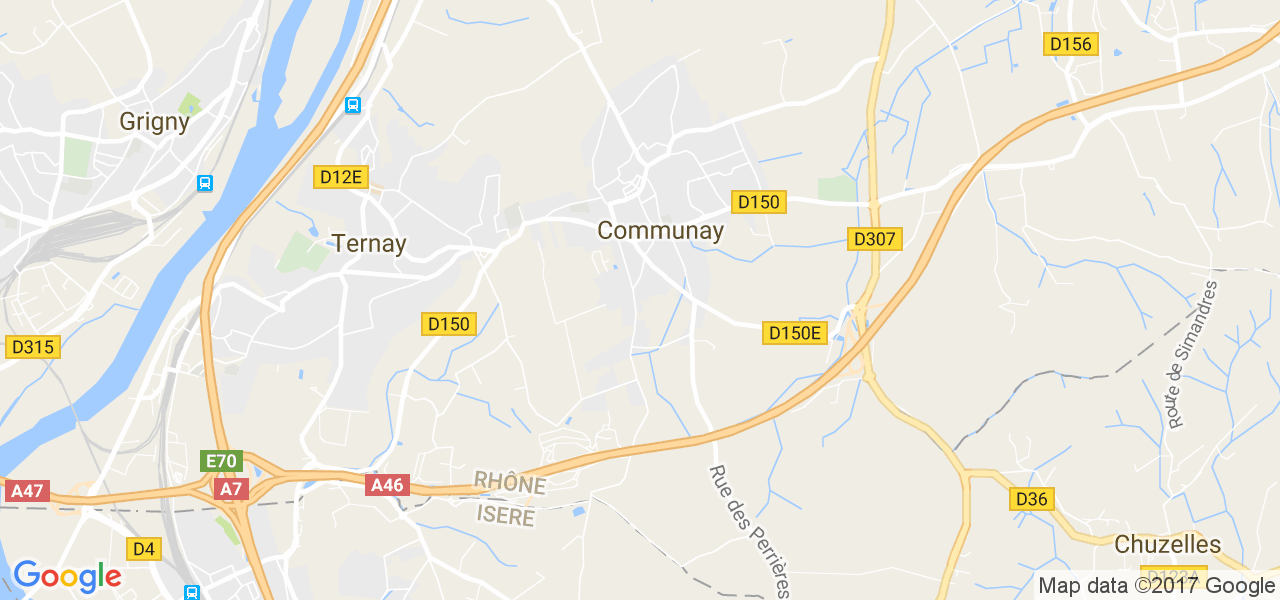 map de la ville de Communay