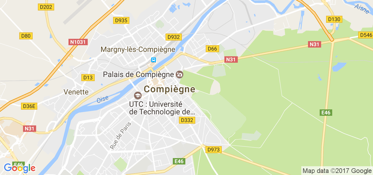 map de la ville de Compiègne