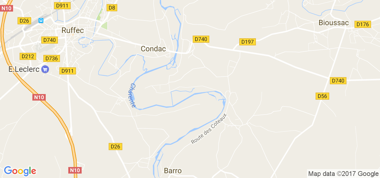 map de la ville de Condac