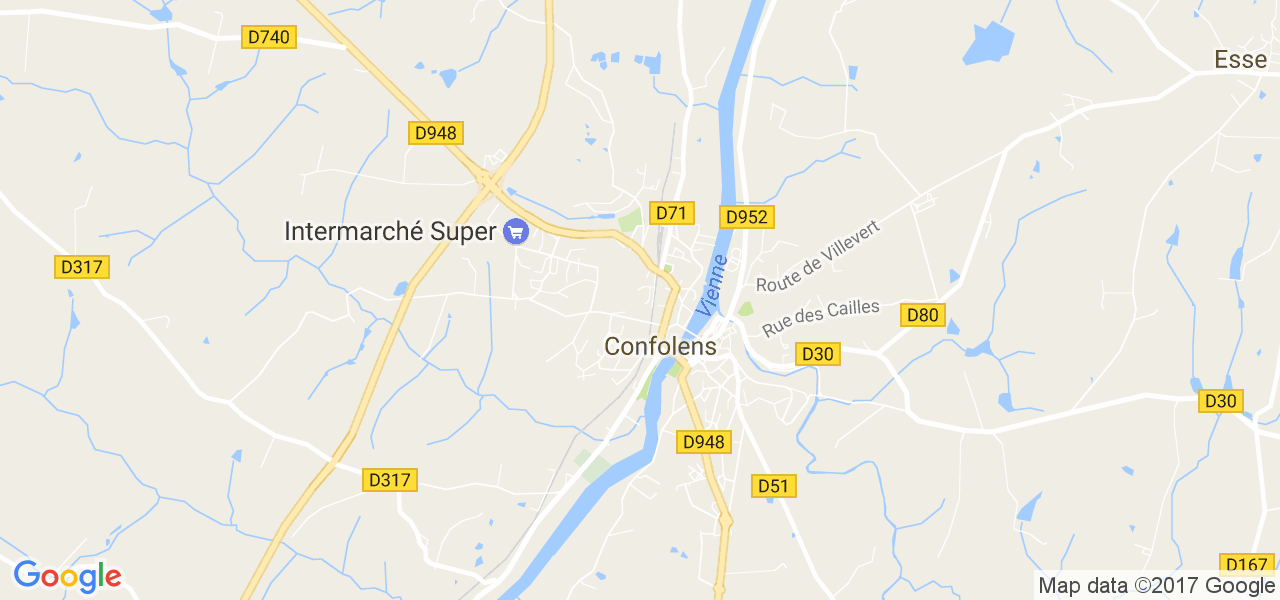 map de la ville de Confolens