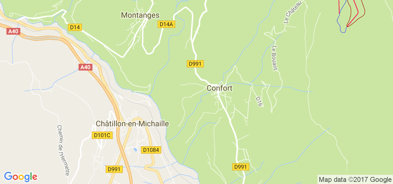 map de la ville de Confort