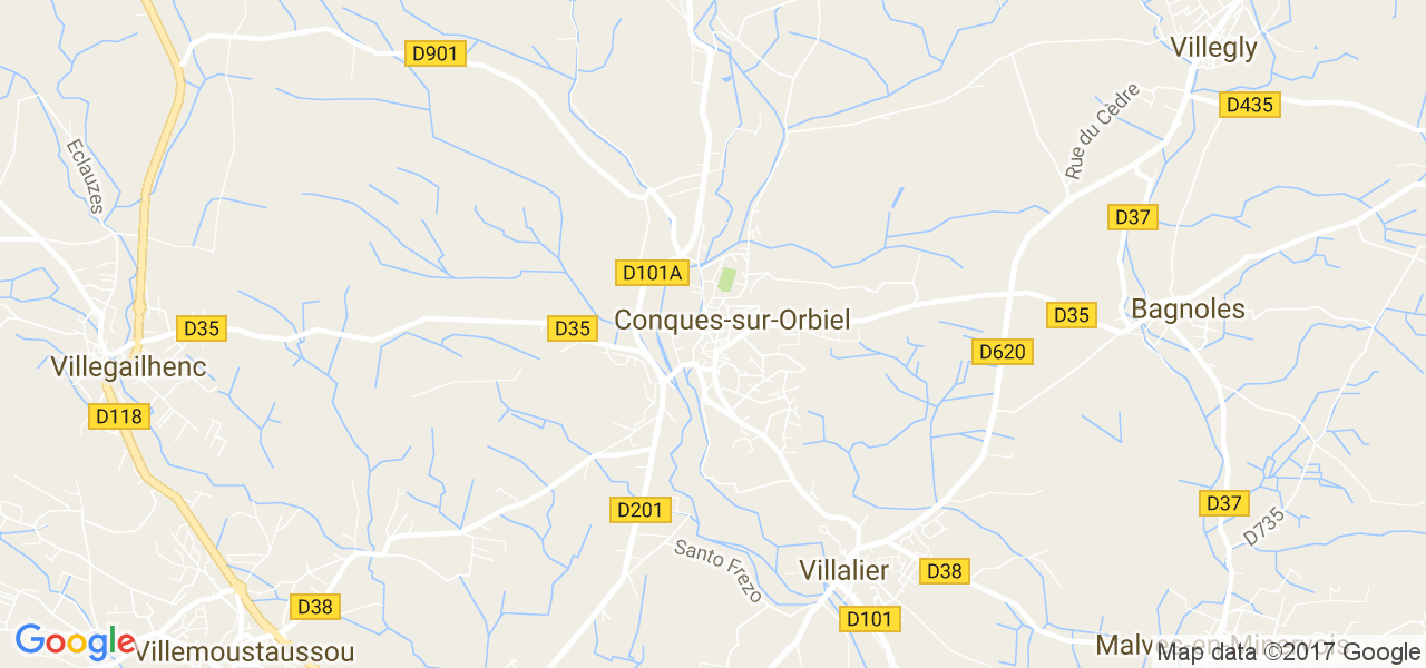 map de la ville de Conques-sur-Orbiel