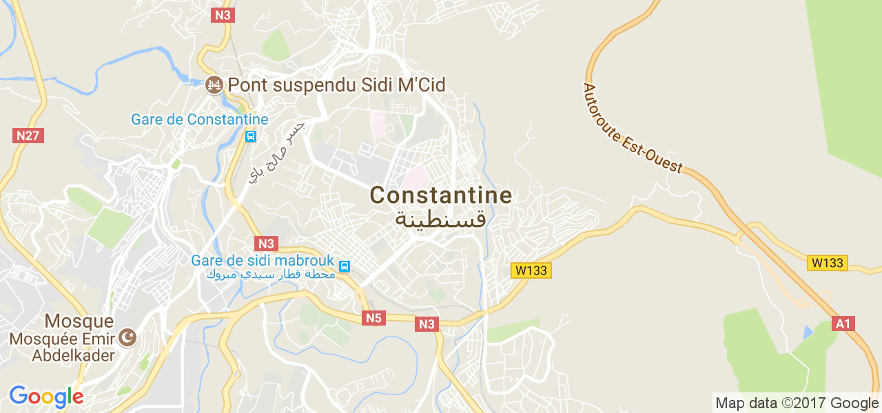 map de la ville de Constantine