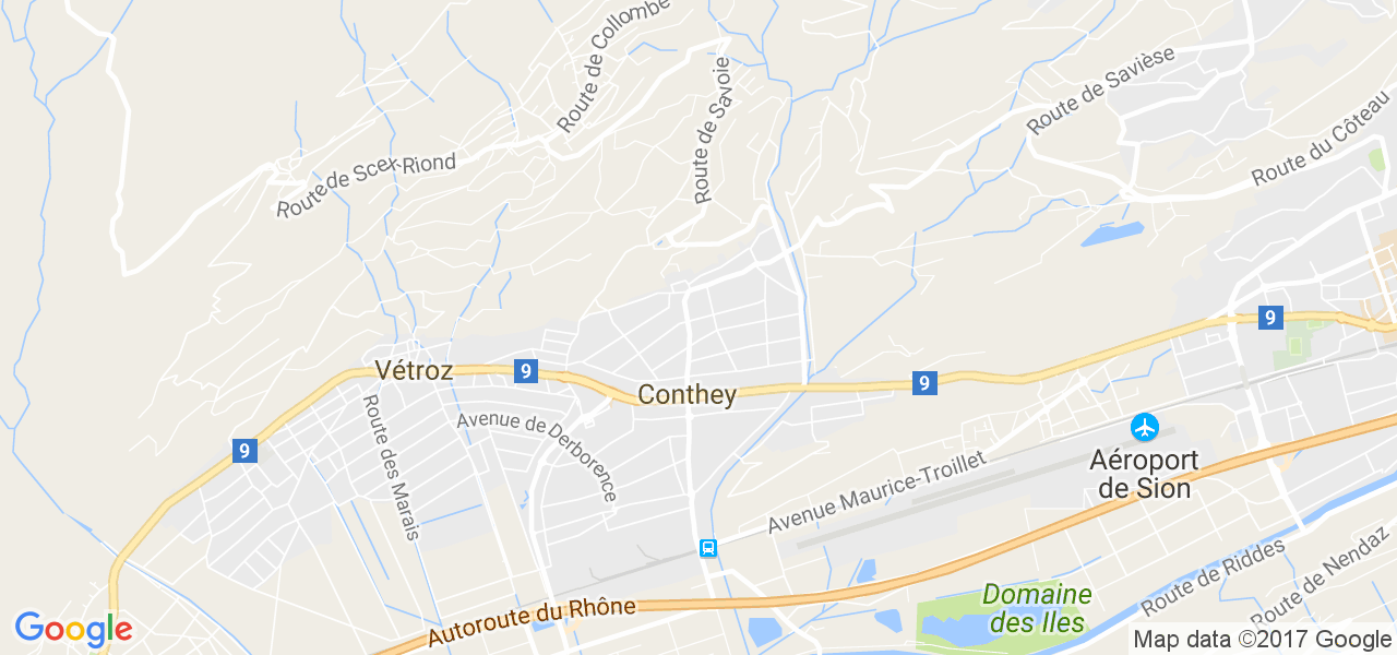 map de la ville de Conthey