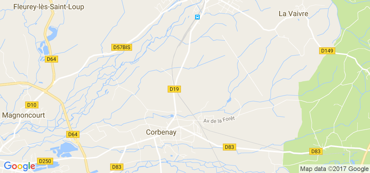 map de la ville de Corbenay