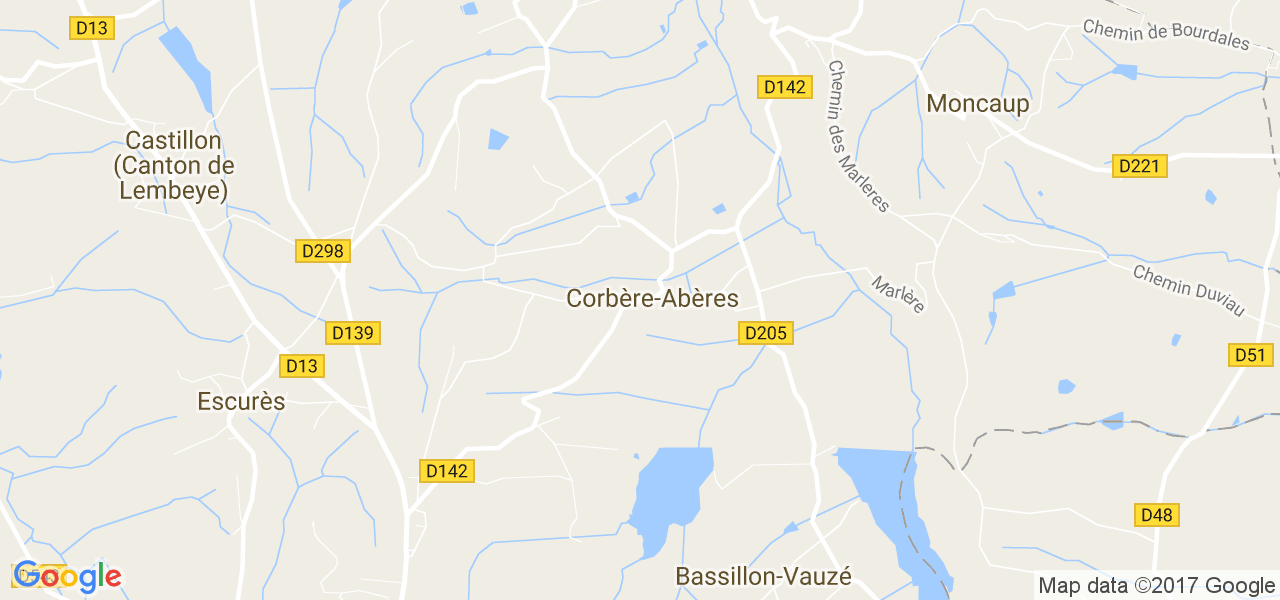 map de la ville de Corbère-Abères