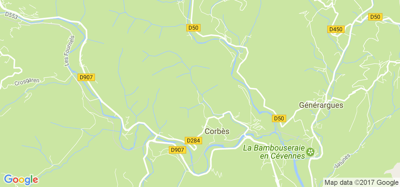 map de la ville de Corbès