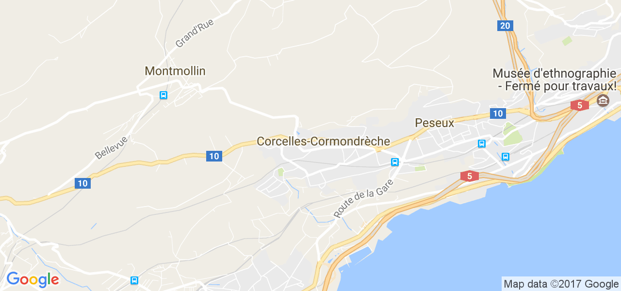 map de la ville de Corcelles-Cormondrèche