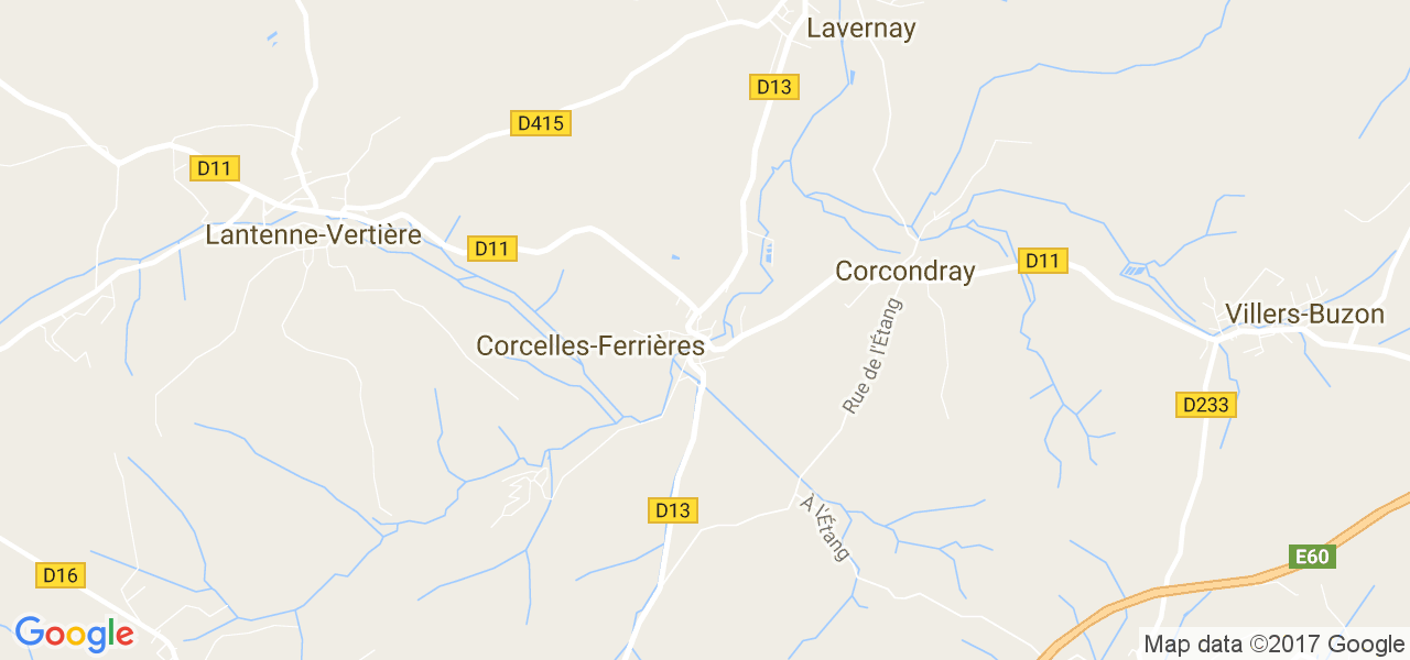 map de la ville de Corcelles-Ferrières