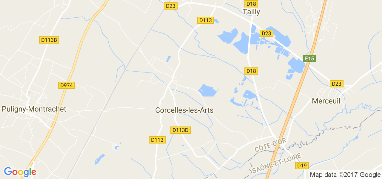 map de la ville de Corcelles-les-Arts