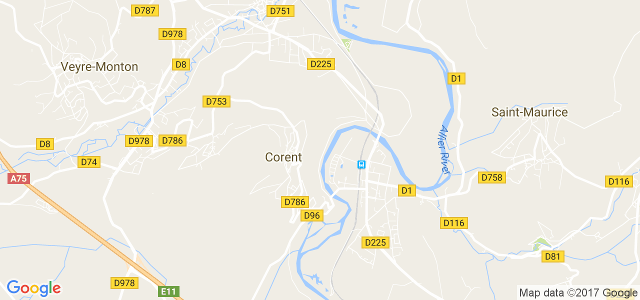 map de la ville de Corent