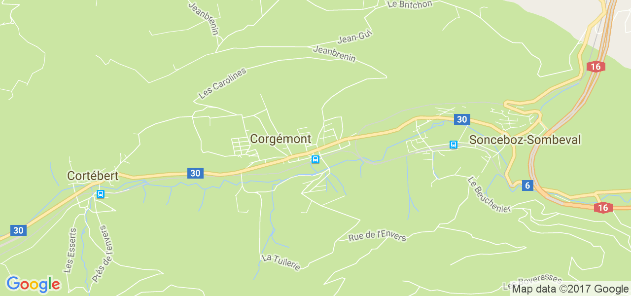 map de la ville de Corgémont