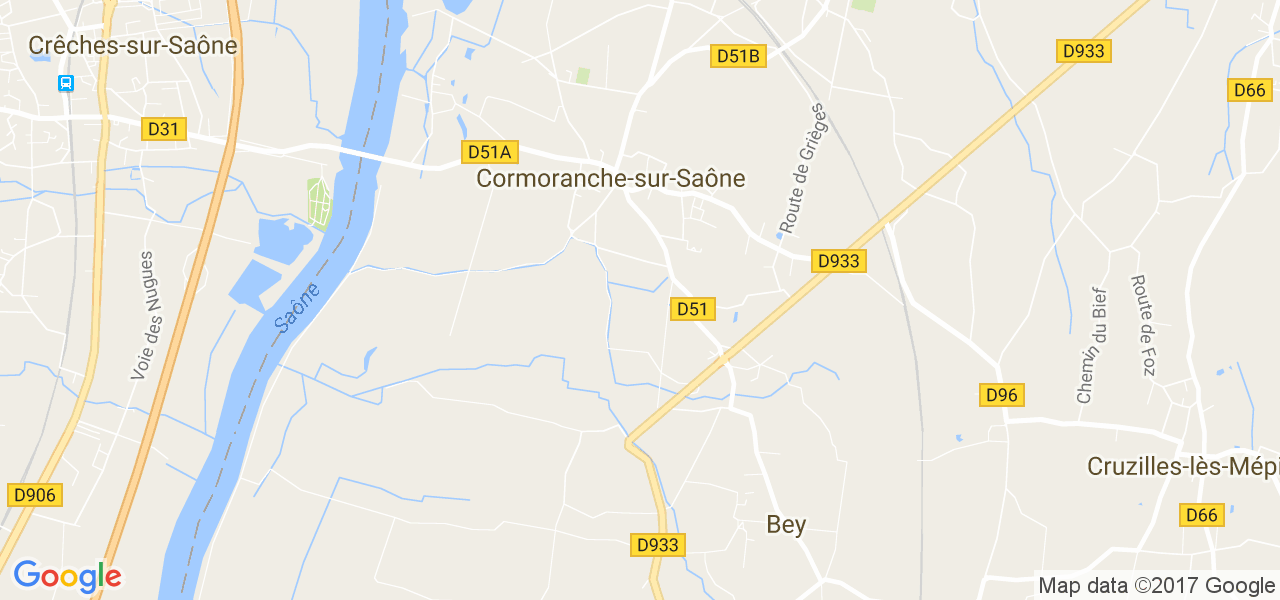 map de la ville de Cormoranche-sur-Saône