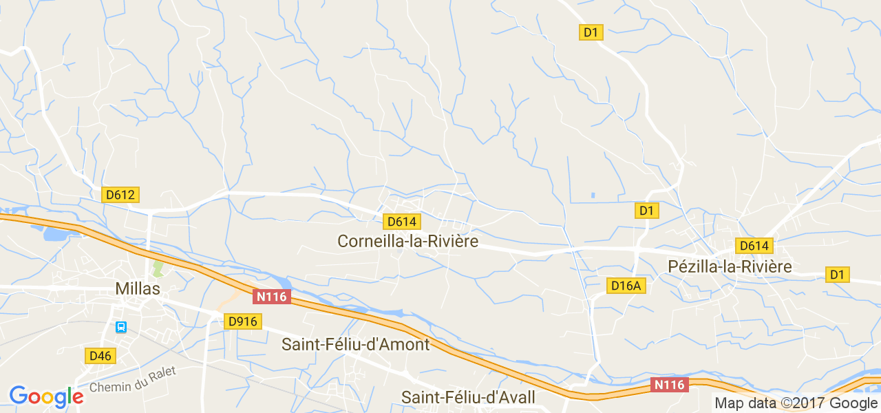 map de la ville de Corneilla-la-Rivière