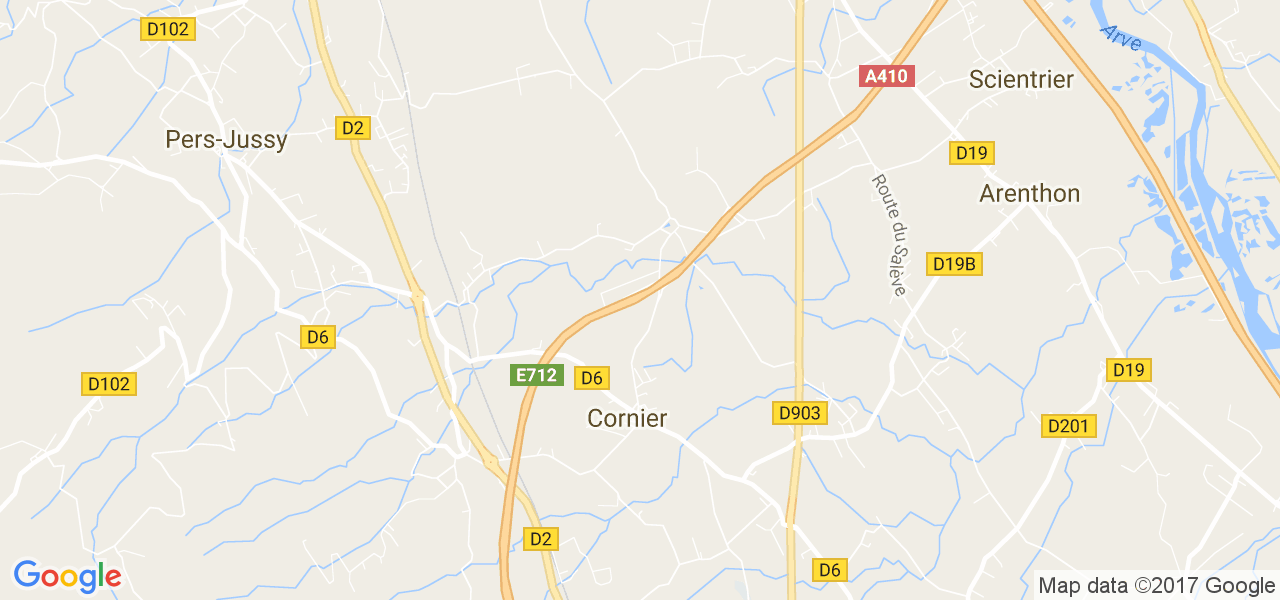 map de la ville de Cornier