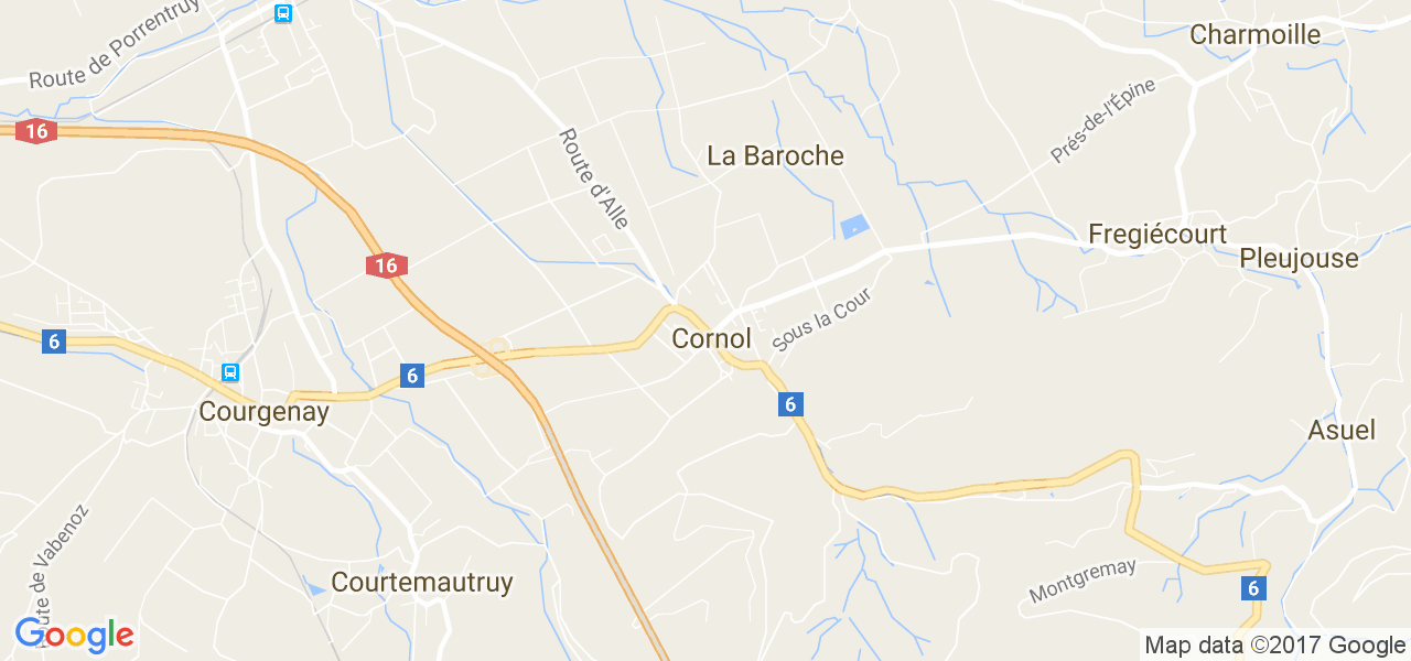 map de la ville de Cornol