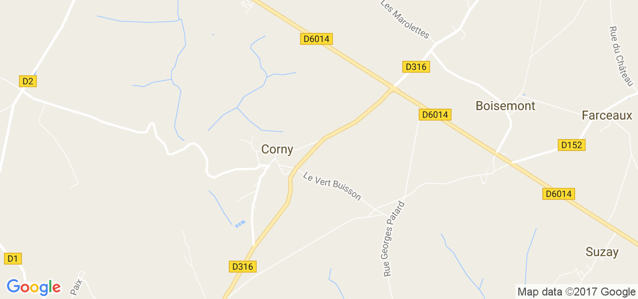 map de la ville de Corny