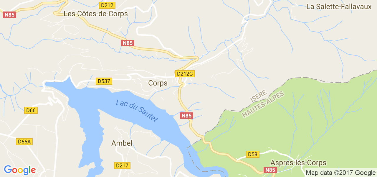 map de la ville de Corps