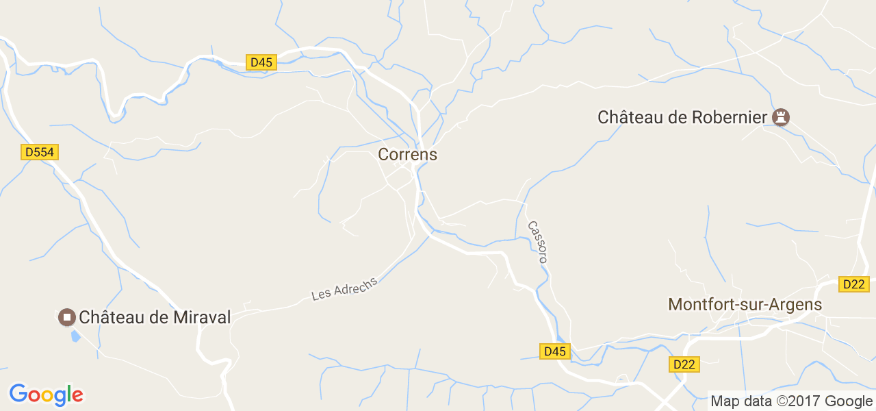 map de la ville de Correns