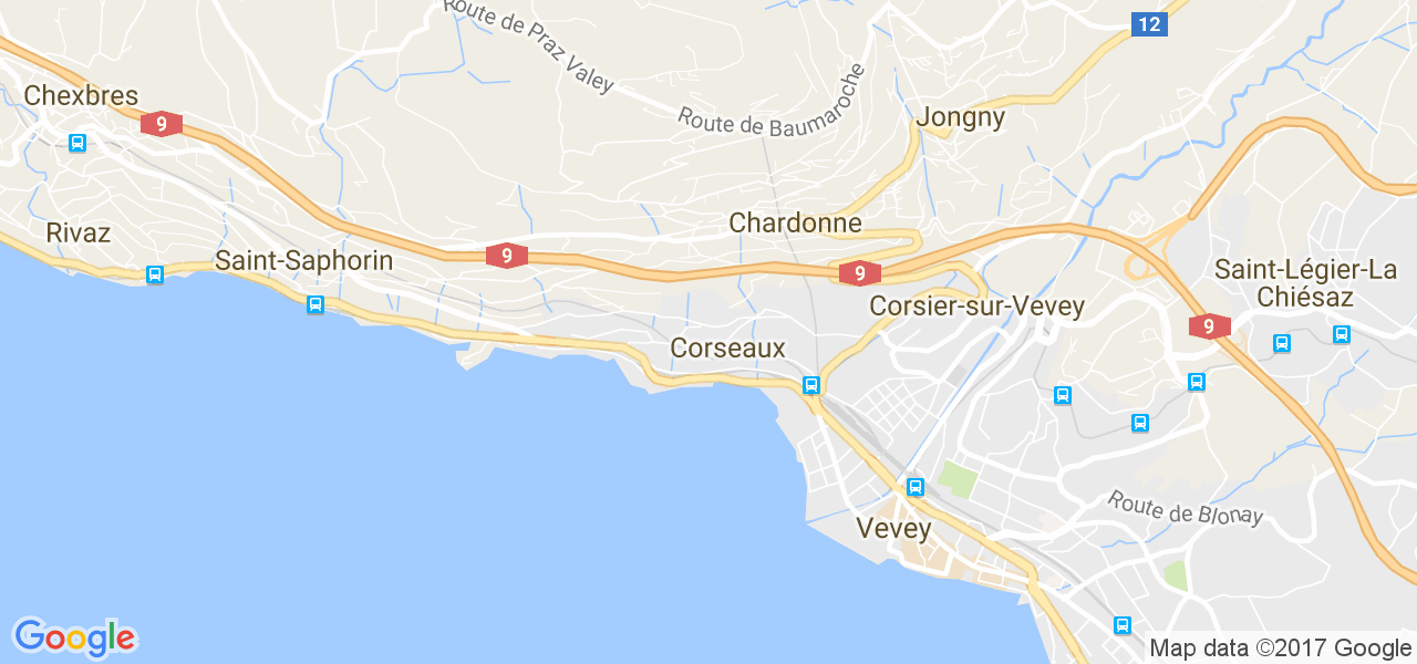 map de la ville de Corseaux